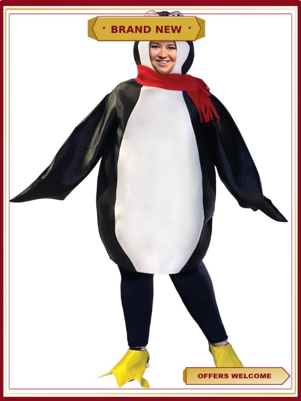 Women's Plus Size Penguin Halloween Costume with Hood & Tunic